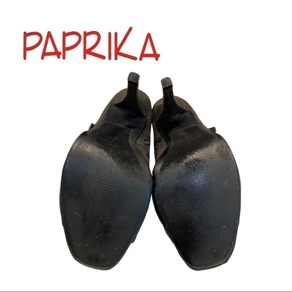 Paprika Women's Grey Suede Peep Toe Zipper Heel Ankle Boots Booties 10 - Picture 6 of 6